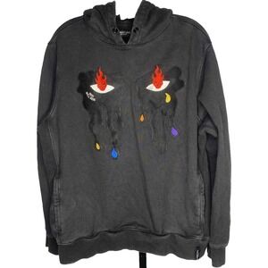 Roku Studio Men's Tear Dripping Hoodie Embroidered black "God Will Rise" size XL